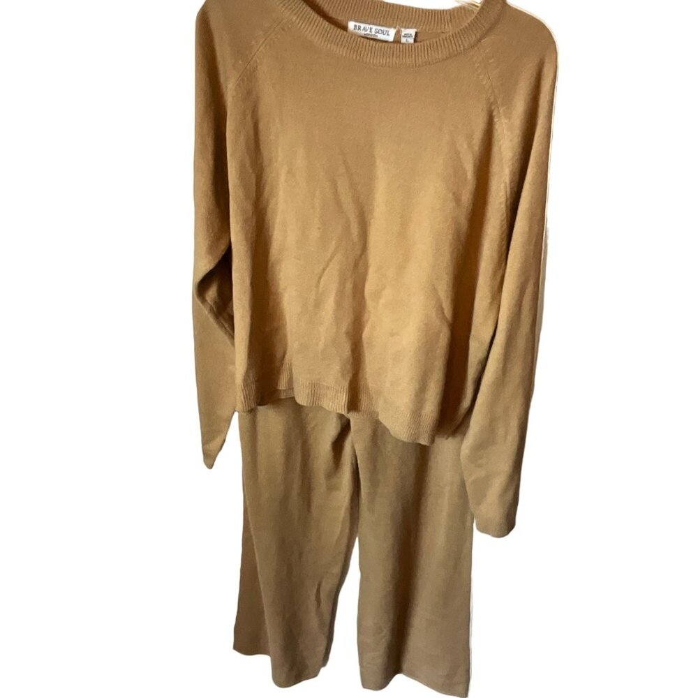 Brave Soul London Tan Sweater & Pants Set Womens L Acrylic Style #LSET-230VINCIB